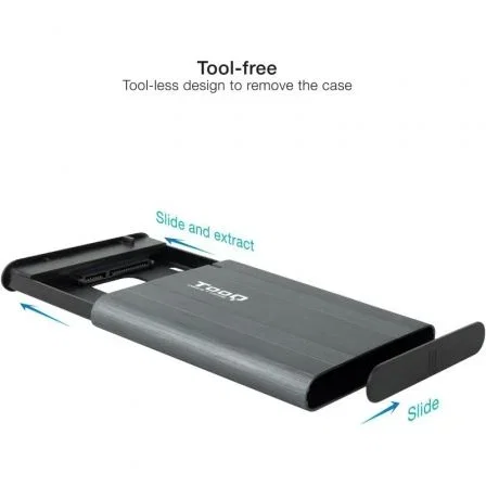 TooQ TQE-2503G Carcasa Externa para Discos 2,5” HDD/SSD, Gris